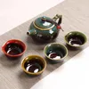 Ceramic Kiln Glaze Travel Tea Set Coffee Teapot and Cup Chinese Pot Gaiwan Gongfu Set Cups Mugs Teacups Complete 240102