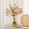 Decorative Flowers Artificial Flower Double-headed Lily Plastic Home Decoration Wedding Length 57.5CM Decerations