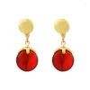 Boucles d'oreilles pendantes simples, bijoux en verre rouge, Clip d'oreille