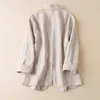 Bawełniany i liniowy mały garnitur Blazer Summer Korean Fashion Cienki płaszcz Trzy czwarte rękawy Casual Blazers Kurtka 240102