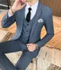 Garnitury męskie Blazers Wysoka jakość (garnitur + kamizelka + spodnie) Brytyjski styl Casual Party Suknia ślubna Moda Business Men's Slim Ruit Trzyczęściowy garnitur Q230103