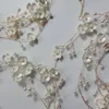 Slbridal el yapımı 1m uzunluk 3 renk kristal rhinestone çiçek gelin saç aksesuarları saç bandı düğün bant takı kadınlar 240103