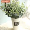 Decorative Flowers 7 Fork Artificial Eucalyptus Money Leaf Home Wedding Decoration Green Plant Bonsai Flower Arrangement Bedroom Decor