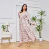 Etnische kleding Marokkaanse kaftan Abaya Ramadan Gurban moslim dames bedrukt kleurafstemming zacht en comfortabel temperatuurjurk Dubai lang