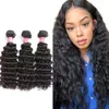 Trames 3 Bundles Peruvain Moins Court 100% Non Transformés Vague Profonde Vierge Cheveux Couleur Naturelle Tisse Extensions 9A