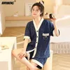 Kjolar Elizabeth Duck M5xl Women Cottton Pama Summer Kimono Style Cardigan Sleepwear Korean Pijamas Plus Size Size Nightwear Shorts PJS