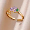 Cluster Ringe Zirkonia Traube Für Frauen Edelstahl Vergoldet Ring 2024 Trend In Luxus Paar Hochzeit Schmuck Anillos