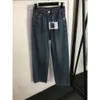 Abiti casual di base Primavera / estate Pantaloni in denim a gamba larga a vita alta con cerniera frontale a lettera Hot Diamond a corpo intero da donna