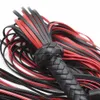 Fetish Black Red PU Leather Whip Flogger Handle Spanking Paddle Knout Flirt BDSM Adult Game Erotic Sex Toys for Women Couples 240102