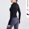 Yoga Suit Fitness Sports Stand Up Neck Zipper Quick Drying lululemenly womens alo yoga lululy lemon Outdoor Casual Long Sleeved Outer