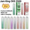 EU ENTAGEMENT JAM KING CKS 3500 VAPES Vape Vape Deechable Puff Bar Vape Vape Pen 6 ml Préfilé 650mAh USB-C Charging Mesh Coil Crystal Vape Bang Vape