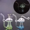 Красочный стеклянный бонг с масляной горелкой, кальян Ashcatcher, толстый пирекс, пьянящий гриб, светящийся в темноте, ручные бонги Recycler Dab Rig с шарниром 10 мм, BJ