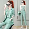 Women's Two Piece Pants 2024 Spring And Autumn Korean Fashion Casual Suit Small Coat Foreign Style Elegant Three Set