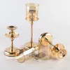 Luxo clássico metal castiçais vintage dourado castiçal decoração para casa candelabros de casamento suporte de cristal 240103