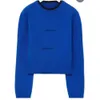 Womens cashmere sweater designer sweaters for woman Blue women's pullover embroidered crew neck Long sleeve ribbed slim knit sweater Trend casual short top z6