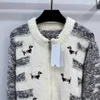 It-Thom South Oil High Quality 23 Autumn New Tom TB Brown Classic Dog Pattern broderad stickad Cardigan Top for Women