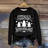 Sweats à capuche pour femmes Femmes Joyeux Noël Sweat-shirt Arbre de Noël Imprimer Col rond Pull Top Festival Vêtements de mode Sudadera Navidad Mujer