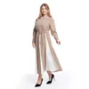 Ethnic Clothing Round Neck Muslim Woman Dress Long Skirt Two-tone Stitching Fashion Embroidery Plus Size Abaya