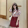 Bluzki damskie 4 rozmiary S-xl Summer Vintage Korean Fashion Floral Specjalne krótkie rękawe kobiety