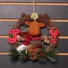 クリスマスデコレーションリースデコレーションクリスマスハンギング装飾ラウンドレイタンガーランドサンタクロースおもちゃの木のドロップ