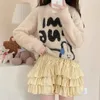 Damen Shorts 2024 Solide Y2k Süße Rosa Weiße Kürbishose Lolita Herbst Winter JK Plüsch Japanische Kawaii Rüschen Laterne