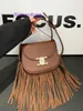 Factory Outlet Wholesale Celinss Tote bags for sale Arch Tassel Saddle Bag Womens 2024 Autumn Winter New Half Round Fashion Versatile One Shoulder Cross With Real L