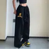 Pantalon Femme YK2 Hip Hop Noir Large Jambe Sports Jeune Femme Vêtements Lâche Casual Gothique Harajuku Danse Jazz Pantalon Y2k Fille 90s