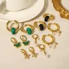 Brincos de argola selvagem livre vintage luxo aço inoxidável para mulheres zircão pérola borboleta encantos 18k jóias banhadas a ouro