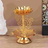 Ljusstakarhållare lotus lampa ljusstak stativ diwali dekor lykta diya teealight olje guld blommor lampor pooja metall