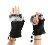 Fashion Women039s Faux Rabbit Fur Hand Brance Wimorsze rękawiczki pół palców Winter Glove GB13286540506