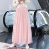 Skirts YIBER 3Layers Mesh Long Tulle Skirt A Line Fashion High Waist Elegant Korean Summer Chic Party Gauze Tutu Women