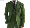 Ternos masculinos Blazers Mens Ternos 3 peças de lã verde Tweed Herringbone Business Retro Classic PatternTuxedos para casamento Blazer Calças Colete Q230103