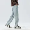 Wijde Pijpen Jeans Mannen Baggy Katoen Elastische Taille Cargo Denim Broek Streetwear Kleding Werk Koreaanse Broek Mannelijke Oversize S-5XL 240103