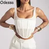 Tanques odessa sexy preto espartilho superior malha dupla ver através sem mangas nua volta magro cinta tubo recortado moda vestir espartilhos femininos