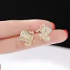 Hassas Parlayan Rhinestone Opal Kelebek Sapı Küpeler Kadınlar Kız Altın Renk Yaratıcı Kelebek Metal Geometrik Küpeler