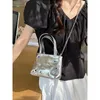 Evening Bags Women Handbag Silver Rhinestone Crossbody Bag Female 2024 Tide Fashion Spice Girl Wind Slung Chain Mobile Phone