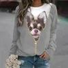 Frauen Baumwolle Sweatshirt Pullover Langarm weibliche Katze Grafik 3D Print T Shirt Street Fashion Übergroße Kleidung T-shirts 240102