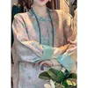 Vêtements ethniques Chinois traditionnel Tang costume haut pour les femmes rose à manches longues imprimé floral bouton modifié Hanfu vêtements vintage