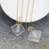 5-vormige vergulde kettingen Regenboog Aura Kristal Parfumfles Hangers KettingAB Quartz Essentiële Olie Diffuser Vial Charms 240102