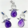 Pendant Necklaces Fashion Natural Gem Stone Quartz Crystal Opal Mix Pendant&Alloy Angel DIY Charm Jewelry Making Necklace Accessorie 12pcs