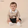 Småbarn baby pojkar tröja kappa för född höst stickad cardigan vår barn cartton stickning outwear barn baby pojke kläder 240103