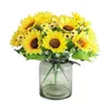 Dekoracyjne kwiaty symulowane dekoracja domowa słonecznika sztuczny kwiat Wedding Silk Flow/Symulacja salonu Multi Head Sunf