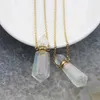 5 chaînes plaquées or en forme d'arc-en-ciel Aura cristal bouteille de parfum pendentifs collierAB Quartz diffuseur d'huile essentielle flacon charmes 240102