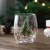 Wine Glasses Double Wall Christmas Glass Cup High Borosilicate Mug Heat Resistant Tea Milk Juice Coffee Drinkware Gift