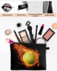 Torebki kosmetyczne płomień tenisowy czarny torba do makijażu Travels Essentials Lady Women Toaleta Organizator Kids Storage Ołówek