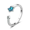 Cluster Rings KOFSAC Fashion 925 Sterling Silver For Women Girl Luxury Blue Crystal Star Shiny CZ Ring Fine Jewelry Christmas Gifts