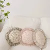 Vintage Floral Muslin Cotton Round Cushion Baby Pillow with Ruffles Kids Room Decoration Born Pography Props 240102