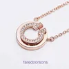 High Quality Tifannissm Stainless Steel Designer Necklace Jewellery T Family Circle Double with Diamonds White Shell Silver and Small Have Original Box