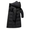 Winter new down jacket men's mid to long knee length coat with loose hood for warmth and thickened couple coat