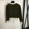 Pulls pour femmes vêtements polyvalents poitrine lettre contraste col rond pull tricots pull à manches longues vert